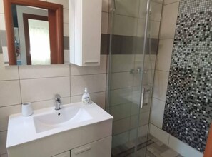 Ducha, secador de pelo y toallas