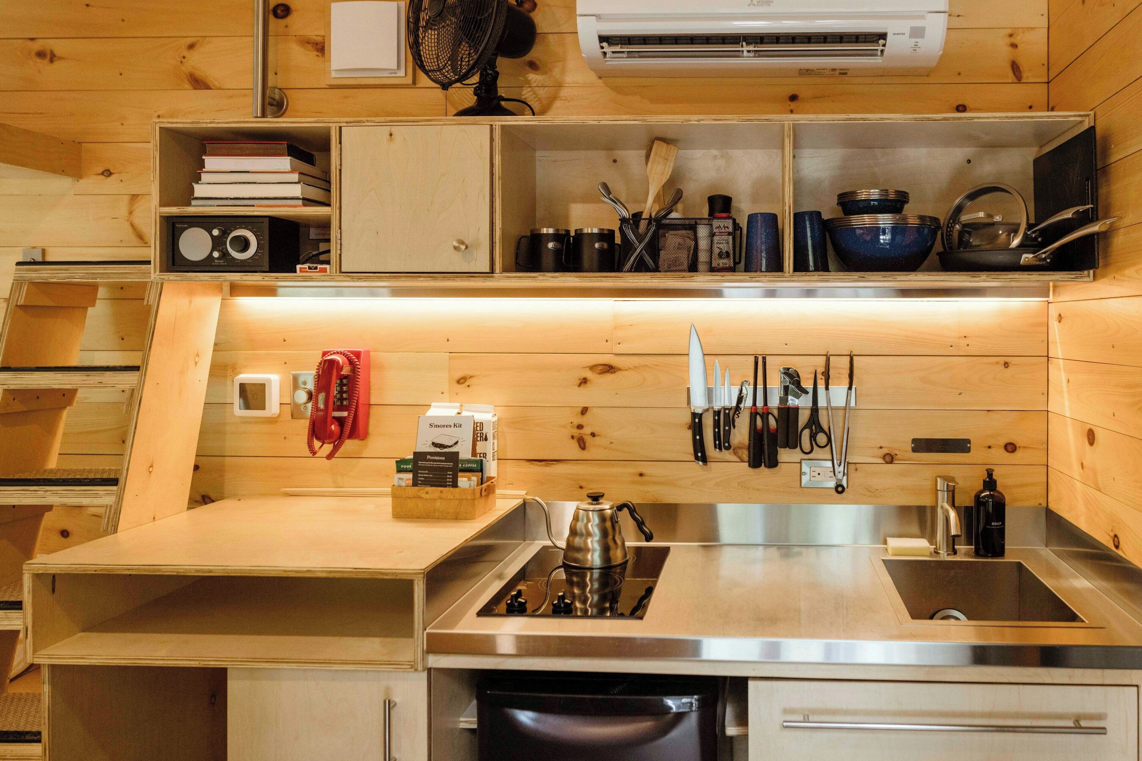 Standard Cabin, 2 Queen Beds | Private kitchen | Mini-fridge, stovetop, cookware/dishes/utensils, paper towels