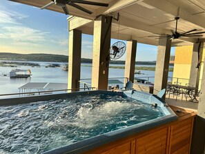 Terrace/patio - Lakefront Retreat: Swim Spa & Backyard Lake Access! Relax & Play; 2 King Suites (Lago Vista)