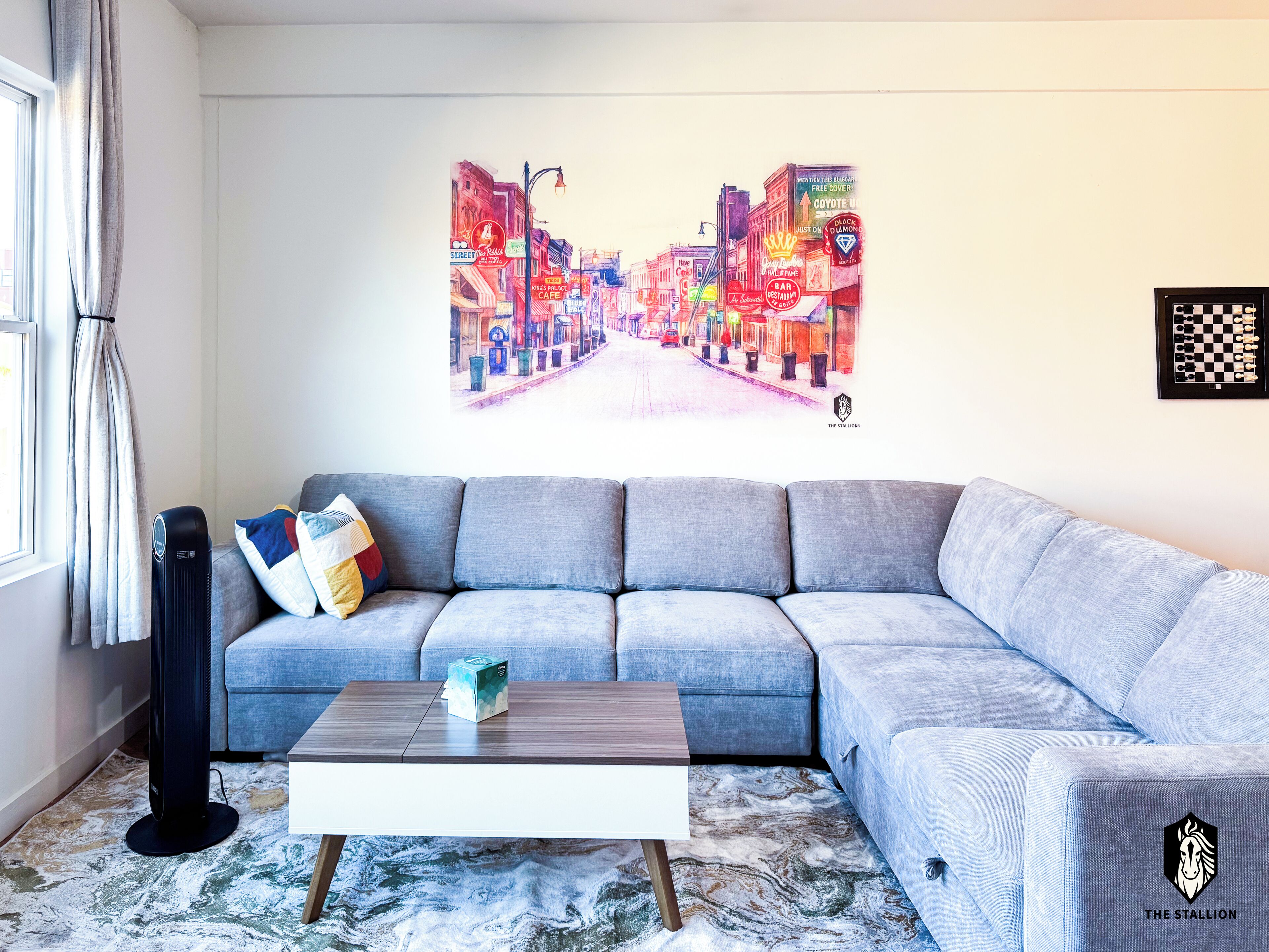 Luxury Loft, 2 Bedrooms, City View | Living area | 75-inch LED TV with digital channels, Netflix, streaming services