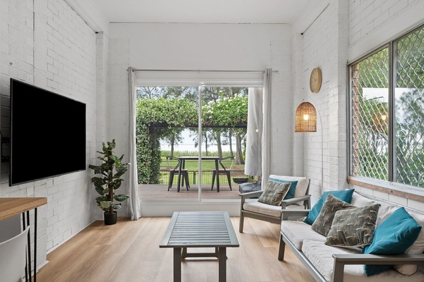 A spacious living area in the private studio suite, designed for relaxation and comfort.