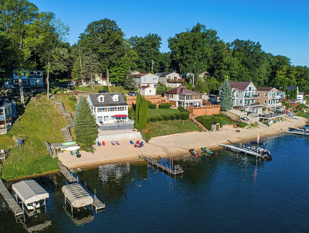 On the beach, sun loungers, beach towels