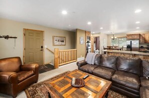 Smart TV, fireplace, video games, DVD player