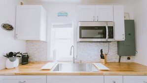Coffee/tea maker, fridge, microwave, oven - Coastal Dunes 2: Pet Friendly, Oceanfront Cottage in Nags Head (Nags Head)
