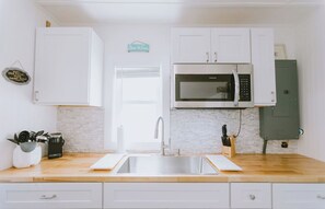 Fridge, microwave, oven, stovetop - Coastal Dunes 2: Pet Friendly, Oceanfront Cottage in Nags Head (Nags Head)