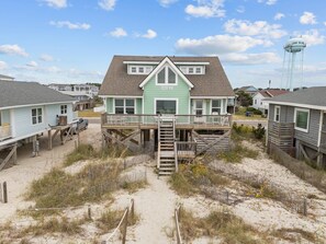 Exterior - Oceanfront Gem with Stunning Views, Spacious Deck, Outdoor Shower, and Grill (Oak Island)
