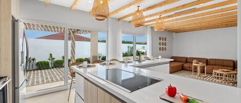 Fridge, microwave, oven, toaster