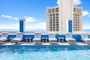 Outdoor pool, a heated pool, open 8:00 AM to 9:00 PM, pool loungers - Renovated Pacific Monarch Studio Near Waikiki Beach (Honolulu)