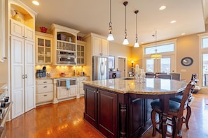 Fridge, microwave, oven, stovetop - Luxury Lakefront Dream Home w/ Boat Dock and Volleyball Court! (Osage Beach)