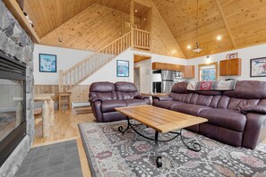 Télévision, cheminée, livres