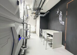 Living area - Capsule hostel Floor -1 Self Check in (Warsaw)