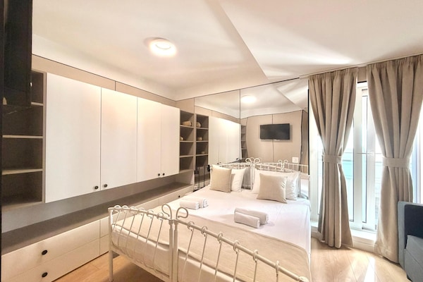 Family Studio, Balcony | Premium bedding, memory foam beds, soundproofing, iron/ironing board