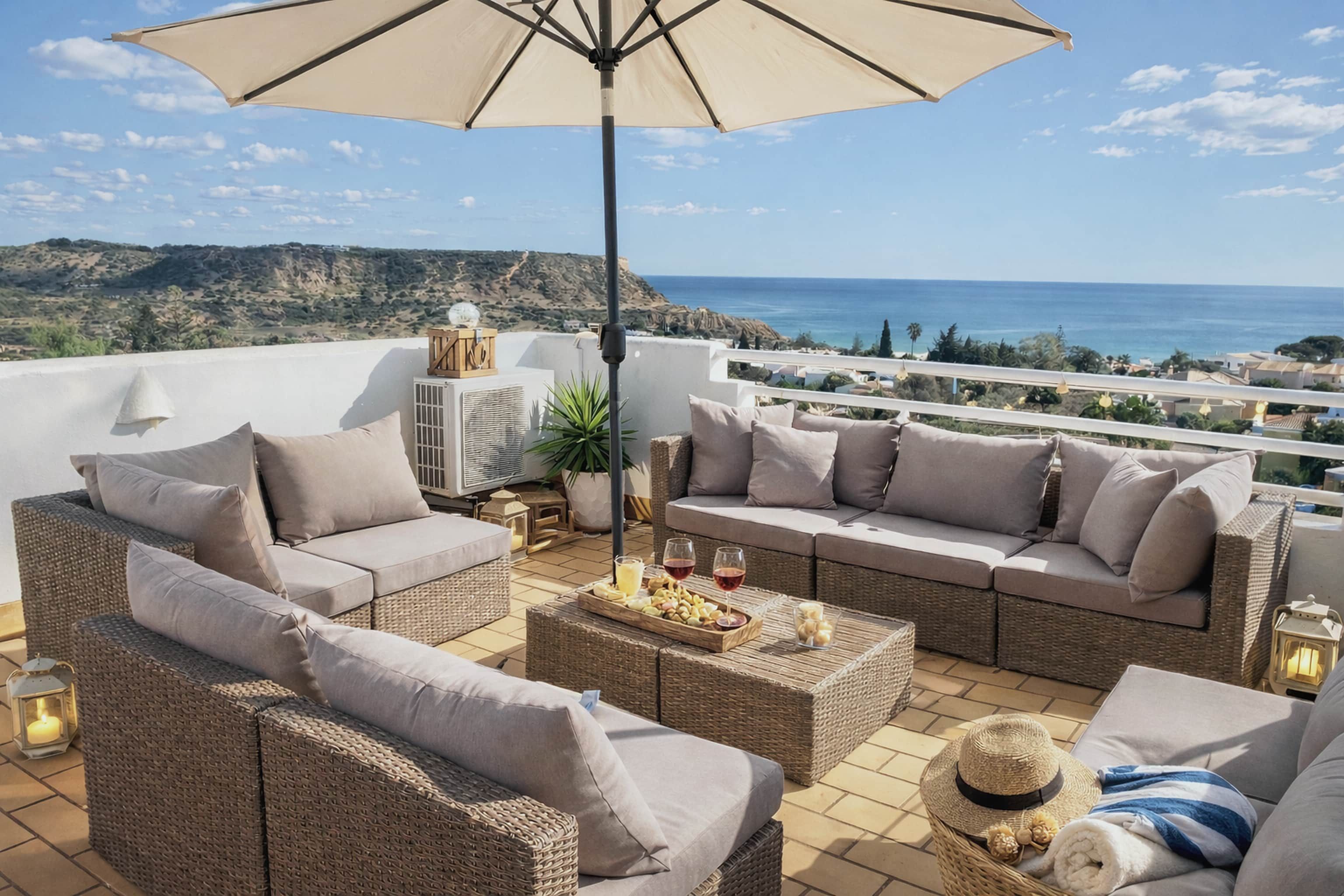 Rooftop lounge with panoramic sea view
