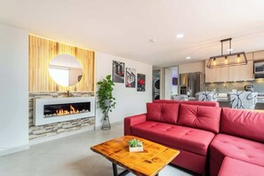 TV, fireplace, video games