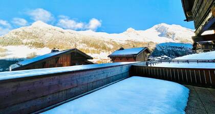 Large sunny terrace close to the slopes at Chinaillon