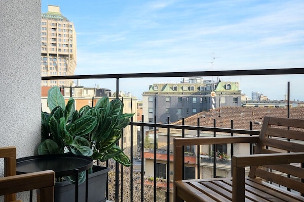 Tweepersoonskamer, balkon, uitzicht op de stad | Terras