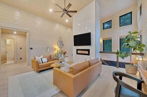 Smart TV, fireplace, video games