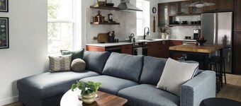 Modern 2 bedroom apartment located in a building built in 1896