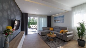 TV, fireplace