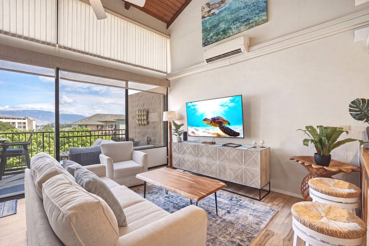 Appartement Familial, 2 chambres, balcon, vue montagne | Coin séjour