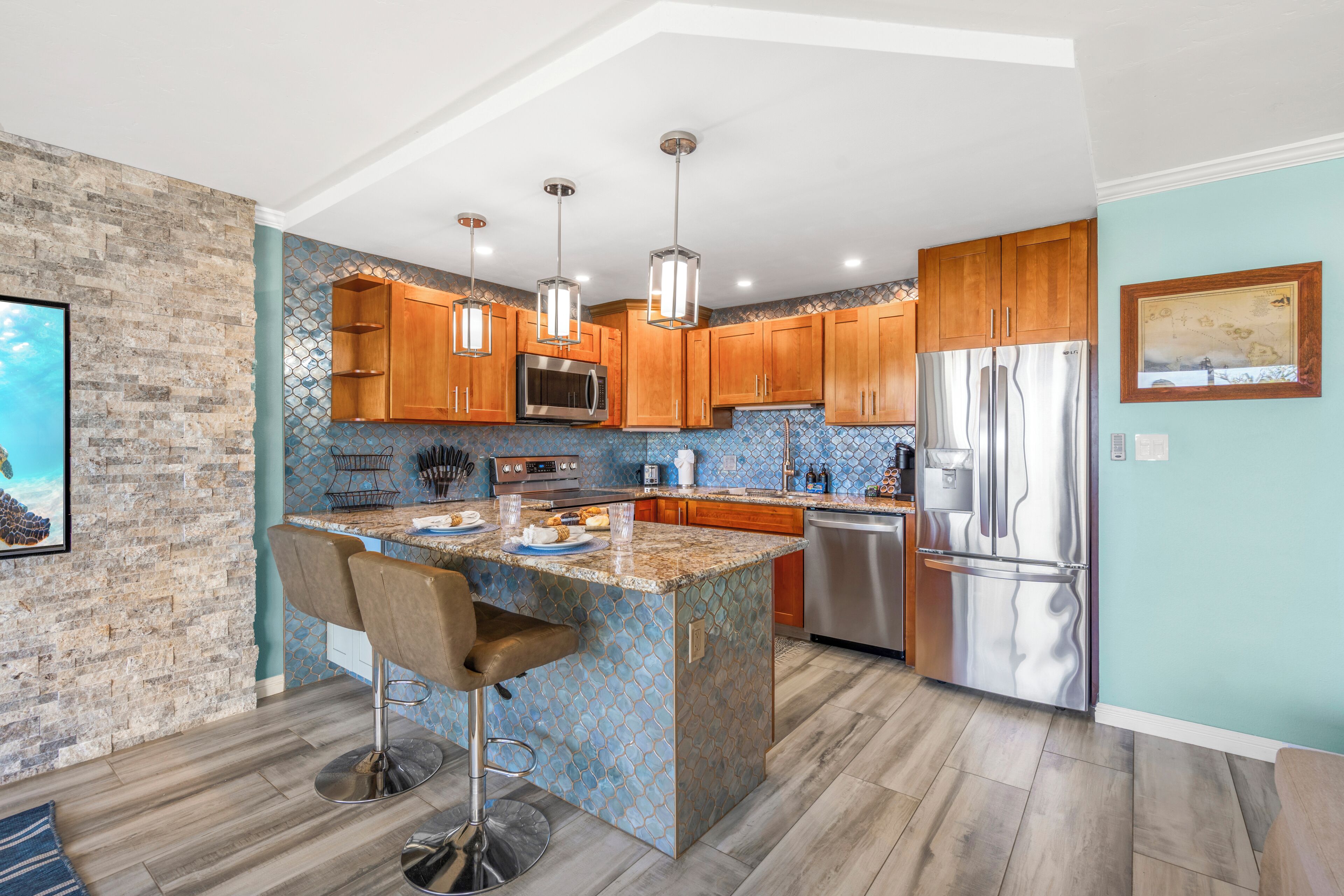 Family Apartment, 1 King Bed with Sofa bed, Garden View (1 BR 1011) | Private kitchen | Full-size fridge, microwave, oven, coffee/tea maker