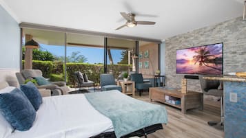 Departamento familiar, 1 cama King size y sofá cama, vista al jardín (1 BR 1011) | Área de sala de estar
