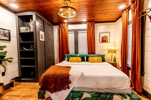 The second of two fashionable bedrooms, offering a king bed & Smart TV - Best Location in Downtown NB | Golf Cart Included! (New Braunfels)
