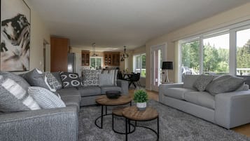 Smart TV, foosball, music library, video library
