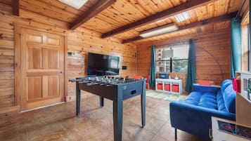 TV connectée, cheminée, baby-foot, table de tennis de table