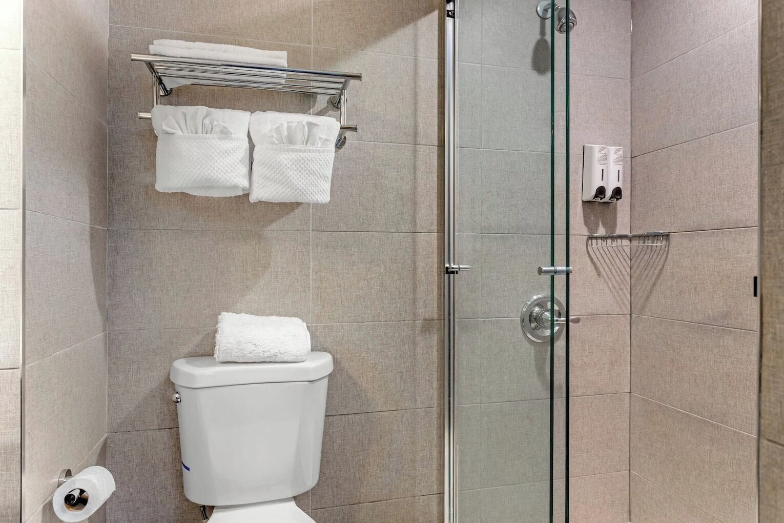 Superior Room, 1 Double Bed, Accessible (Roll-In Shower, Smoke Free) | Bathroom | Hair dryer, bathrobes, towels, soap