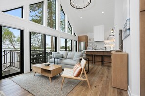 Télévision, cheminée, espaces bureaux