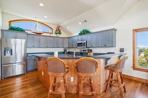Fridge, microwave, oven, stovetop - "Summer Splendor" OCEAN VIEWS  Private Pool Hot Tub Direct Beach Access!! (Corolla)