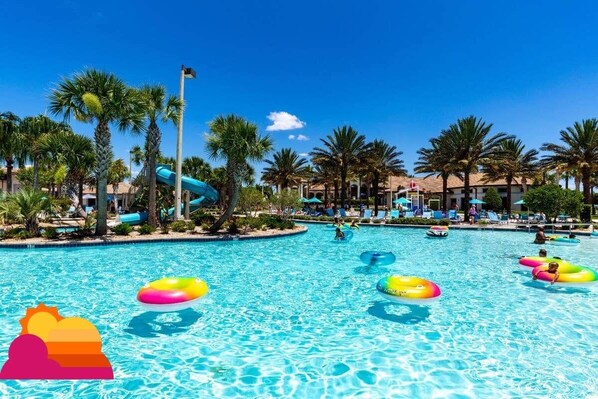 Outdoor pool, a heated pool - New! Super Mario Villa with Million Dollar View by Disney W/Pool SPA & Golf View (Four Corners)