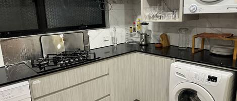 Fridge, microwave, oven, dishwasher