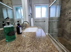 Hair dryer, towels, shampoo, toilet paper - Poolside Oasis (Houston)