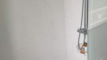 Douche, sĂšche-cheveux, serviettes fournies, papier toilette