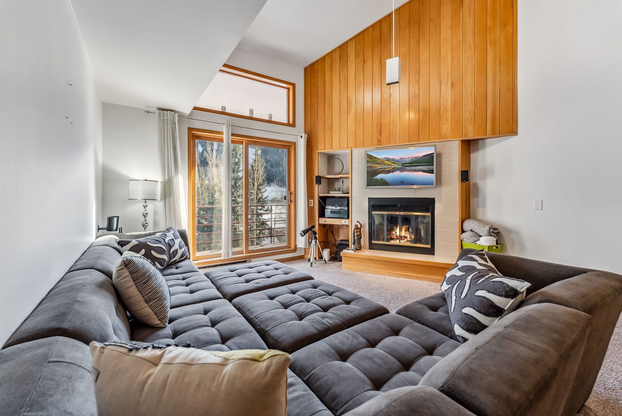 Fernseher, Kamin, DVD-Player