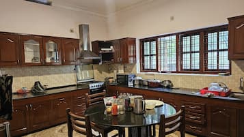 Fridge, cookware/dishes/utensils, eco-friendly cleaning products