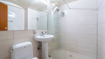 Standard Double Room, City View | Bathroom | Shower, hair dryer, towels, soap