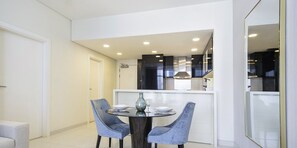 Apartment, Balcony, Canal View | In-room dining