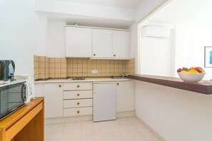 Fridge, microwave, stovetop, high chair