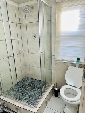 Towels, soap, shampoo, toilet paper
