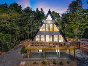 Terrace/patio - Apex A-Frame | Lake Access | Hot Tub | Fire Pit | Sleeps 16 (Blakeslee)