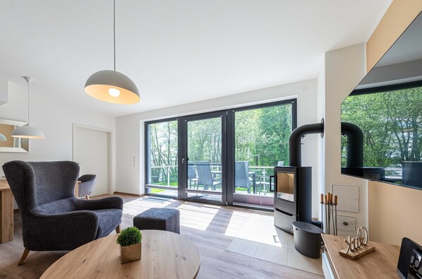 TV, fireplace, stereo - 5 star vacation apartment everyday break at Lake Krakow (Krakow am See)