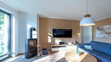 Fernseher, Kamin, Stereoanlage