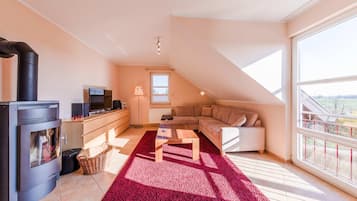 Fernseher, Kamin, DVD-Player, Stereoanlage