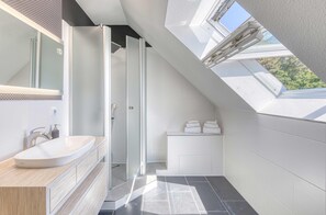 Dusche, Haartrockner, Handtücher