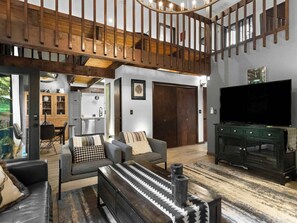TV, fireplace, offices