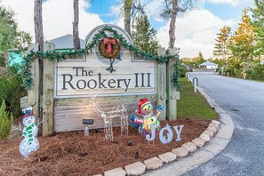 Welcome to The Rookery III, a charming residential area with a festive atmosphere.