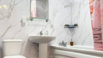 Hair dryer, towels, toilet paper
